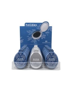 EXPOSITOR HOLIDAY ALLURE MINI CEPILLOS AZUL/PLATA 24 UNIDADES